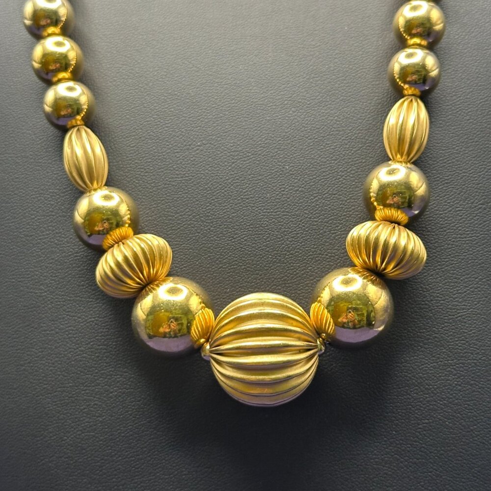 VTG Napier Chunky Gold-Tone Bead Necklace 1980s - Picture 9 of 14